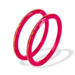 Hem Jewels by Ashok Jewellers 22kt (916) Yellow Gold Handmade Pola Bangles/Wedding Chooda/Churas for Women with Purity Certificate (Set of 2pcs) - Hot Pink (2.4 Aani)