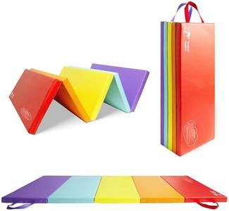 Kangaroo Hoppers Gymnastics Tumbling Mats for Kids, Foldable Gym Tumble Mat with Carrying Handles for Home Activity Play, 4 FT x 8 FT, 5-Panel, 1.5'' Thickness