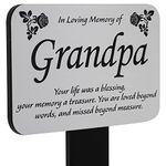 Eternally Yours Grandpa Memorial Grave Marker Plaque with Engraved Poetry “in Loving Memory of Grandpa”, Cemetery Ground Stake Sign Decoration