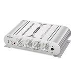 Facmogu ST-838 2.1CH Audio Power Amplifier, RMS 20Wx2+40W Class D Stereo Digital Audio Amp with Subwoofer Output, 80W Mini Subwoofer Amplifier Audio Stereo Bass Amp with DC12V Power Adapter - Silver