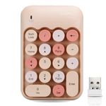 Cute Wireless Numeric Keypad with 2.4G USB Receiver, Colorful Round Keycaps, Portable Financial Accounting Numpad Number Keyboard, Suitable for PC, Laptop (Milk Tea)