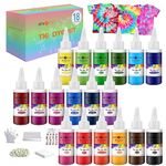 HTVRONT Tie Dye Kit Kids and Adults - 18 Colors 80ML Pre-Filled Bottles Permanent Non-Toxic Tye Dye Kits for Clothing T-Shirt Fabric Textile Craft Party Handmade Project(Just Add Water)