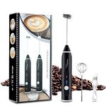 amiciCare Milk Frother USB Rechargeable Handheld Foam Maker 3-Speed Adjustable for Latte Coffee Cappuccino Making with Egg Mixer and USB Charging Cable