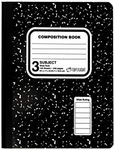 Top Flight 11926 Sewn 3-Subject Marble Composition Book, Wide Rule, 9.75 x 7.5-Inches, 120 Sheets (Black/White)