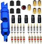 Aracey 36 Pieces Presta Valve Core Kits,Handy Alloy Valve Core Remover,10Pcs Presta Valve Cores,5Pcs Presta Valve Adapters,5Pcs Presta Valve Caps,10Pcs Schrader Valve Cores,5Pcs Schrader Valve Caps