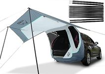 Poles Included SUV Tailgate Tent with Three Sides Awning Shade & Transmittance Mosquito Net, Hatchback Camping Sunproof Car Tent, Universal SUV Windproof Car Camping Gear Tent Outdoor Travel.