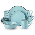 vancasso NAVIA Oceano Dinner Set, Stoneware Vintage Look Light Blue Dinnerware Tableware, 16 Pieces Dinner Service Set for 4, Include Dinner Plate, Dessert Plate, Cereal Bowl and Mug