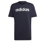 adidas Men's Essentials Single Jersey Linear Embroidered Logo T-shirt Short Sleeve T-Shirt, Legend Ink/White, L