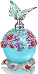 YUFENG Fancy Retro Frosted Blue Restoring Glass Perfume Bottle with Butterfly Stopper Empty Refillable (Blue)