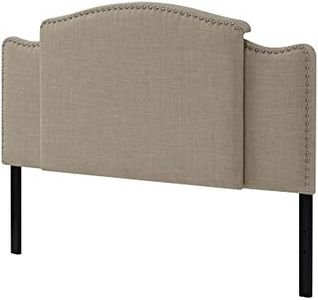 Ball&Cast Bed Headboard Fabric Upholstered Curved Top Design with Nails Full/Queen/King Size 3 in 1, Adjustable Burlap Set of 1