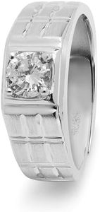 ZAVYA 925 Sterling Silver Cubic Zirconia CZ Studded Rhodium Plated Adjustable Ring for Men | Gift for Men and Boys | With Certificate of Authenticity and 925 Hallmark