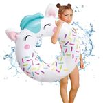 POPOYU Pool Inflatables Pool Floats,Inflatable Swimming Rings for Adults Kids,Pool Tubes Swimming Pool Toys Rubber Ring for Swimming Pool Beach Party Decorations,Kids Summer Gifts(84cm Unicorn)