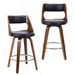 Moustache Set of 2 Bar Stools, Wood Swivel Barstools with Backrest and Foot Ring 26 Inch Counter Stools for Kitchen Home Bar Counter Coffee Shop