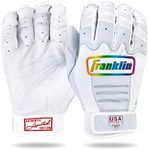 Franklin Sports Women's Fastpitch Softball Batting Gloves - Aura CFX Pro FP Women's Batting Gloves for Softball + Baseball - White + Multicolor Chrome Batting Gloves - Women's Medium