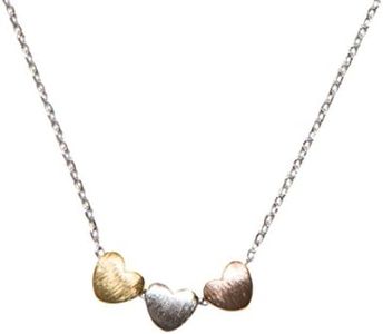 SPUNKYsoul Handmade 3 Heart Necklace Collection (Silver Chain with Gold Silver Rose Gold Hearts)