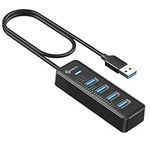 PHIXERO USB Hub, 1.6FT Extend Long Cable 4 Port USB 3.0 Hub Multi USB Port Expander, Fast Data Transfer USB Splitter for Laptop, Compatible with All USB Port Device (50cm, Black)