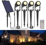 B-right Solar Spot Lights Outdoor, 8 Modes IP65 Waterproof Solar Powered Garden Spotlights 4-in-1 Landscape Lighting Auto On/Off with Remote Solar Uplights for Patio Pathway Tree 2700K Warm White