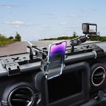 DIAMOOKY Metal Phone Mount for Jeep Wrangler JL JLU 2018-2023 and Gladiator JT 2020 2021 2022 2023 Phone Holder Dash Multi Device Mount System Dashboard Accessories (Not for 4xe)