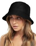 NORTHWIND Cotton Bucket hat for Women, Bucket hat for Men, Beach hat for Women, Sun Protection Cap for Men, Round hat for Men (Black)