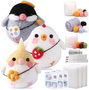 SOCNITC Felting Kits for Beginners, Animal Needle Felting Supplies Kits with Tools Foam Mat Felting Needles, Instructions, Wool Roving Doll Making Supplies for Beginners Adults