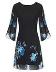 GRACE KARIN Women Elegant Midi Floral Dress 3/4 Sleeves Crew Neck Flowy Chiffon Wedding Guest Dresses XXL