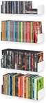 Wallniture Bali White Bookshelf and CD DVD Storage Shelf Set of 4, Metal Floating Book Shelves for Wall