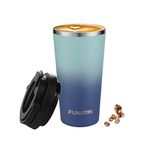 Funkrin Insulated Coffee Mug with Ceramic Coating, 16oz Vacuum Stainless Steel Tea Tumbler with Lid and Handle, Double Wall Leak-Proof Thermos Mug for Travel Office School Party Camping