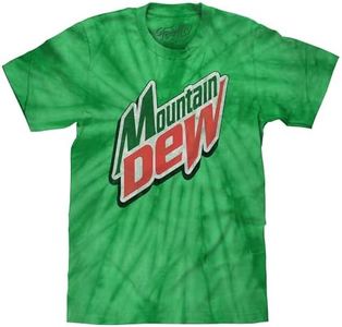 Tee Luv Men's Faded Mountain Dew T-Shirt - Retro MTN Dew Soda Tie Dye Shirt, Spider Kelly, M