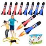 Rocket Launcher Toys for Kids Shooting-Up to 100+FT - Outdoor Toys for Kids with 8 Colorful Foam Rockets and 2 Sturdy Stomp Launchers, Toys for Boys and Girls 3-12 Ages