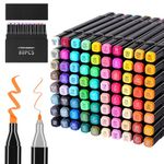 Tongfushop 80 Colors Alcohol Markers, Dual Tip, Permanent, for Artist Adults, Marking Pen Set for Drawing Sketching Coloring Illustration