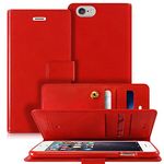 GOOSPERY Mansoor Wallet for Apple iPhone 6S Plus Case (2015) iPhone 6 Plus Case (2014) Double Sided Card Holder Flip Cover (Red) IP6P-MAN-RED