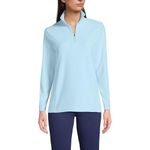 Lands' End Women's Anyweather Fleece Quarter Zip Pullover, Subtle Blue, Medium