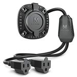 MICTUNING 15Amp 250V AC Port Plug with 18 inches Integrated Extension Cord Y Splitter Cable and Water-Resistant Cap - Black