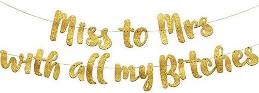 Miss to Mrs Classy & Sassy Hen Party Gold Glitter Banner - Bachelorette Party Decorations, Favors and Supplies