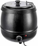Garvee Commercial Soup Kettle, 10.5QT Soup Warmer with Hinged Lid and Stainless Steel Insert Pot, Ideal for Family Gatherings, Parties, Restaurants, and Buffets(Cast Iron, Black)