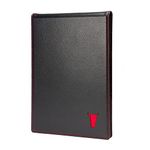 TORRO Large Golf Scorecard and Yardage Book Holder – Genuine Leather Pro Golf Score Card and Yardage Wallet with Pencil (Black with Red Detail)