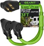 GearIT 50 Amp to 30 Amp RV Y Splitter Adapter Cord, NEMA 14-50P Male to x2 TT-30R Female Receptacle, 4-Prong to 3-Prong Power Cord - 3 Feet