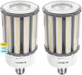 LUXRITE 80W/100W/120W LED Corn Light Bulb, 400W HID Equivalent, 3 CCT 3000K-5000K, Up to 17500 Lumens, Enclosed Fixture Rated, 100-277V, E39 Mogul Base - Street Light High Bay Indoor Outdoor 2-Pack