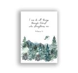 I Can Do All Things Through Christ Who Strengthens Me Poster Bible Wall Art, Philippians 4 13 Print