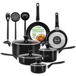 NutriChef Pots and Pan Set 13 Pc, Cookware Set Nonstick, w/ Saucepan, Frying Pans, Cooking Pots, Casserole, Lids, Ladle, Fork, Strainer, PFOA Free Heat Resistant