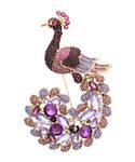 KristLand - Delicate Large Peacock Animal Brooch Lapel Pin Dainty Rhinestone Brooch Costume Jewelry Accessories for Scarf Corsage, Crystal