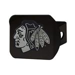 FANMATS NHL - Chicago Blackhawks Black Metal Hitch Cover, 3.4"x4"