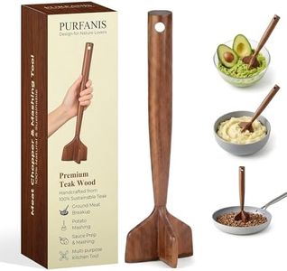 Premium Teak Wooden Meat Masher, Ground Beef Chopper, Kitchen Utensil