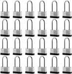 SafiSwords 24-Pack Keyed Alike Laminated Steel Padlocks Keys, 1-3/4" Wide, Heavy Duty Long Pad Lock Set with Same Keys