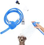 Black Rhino Dog Shower Attachment 2-in-1 Sprayer and Scrubber - Slip on Dog Wash with Hose and Shower Attachment - Indoor/Outdoor Pet Bathing and Grooming - Fast and Easy at Home Dog Cleaning, Blue