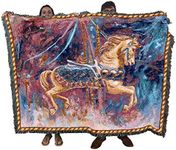 Pure Country Weavers Carousel Horse Merry Go Round Blanket - Gift Tapestry Throw Woven from Cotton - Made in The USA 72x54