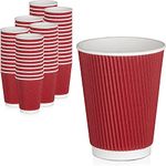 SEZ Ripple Paper Disposable Coffee Cups for Event Wedding Party-240 Ml, (Pack of 100 Pcs) (Red)