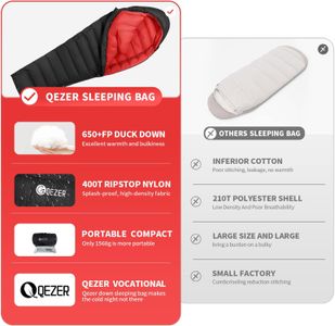 QEZER Winter Down Sleeping Bag – Black, Cold Weather Camping