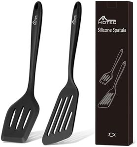 Hotec Lot de 2 spatules à poisson en silicone de qualité alimentaire avec fente - Ustensiles de cuisine pour la cuisson,résistant à la chaleur,anti-adhésif,en acier inoxydable résistant à l'intérieur