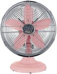 Good Housekeeping All-Metal (92606) Oscillating 12" Retro Desk Office Table Fan (Pink)